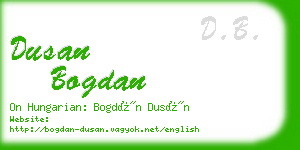 dusan bogdan business card